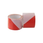 Rood wit afzetlint 75 mm  x 100 meter per rol
