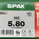 Spax Spaanplaatschroeven 5.0 x 80 mm T20 Deeldraad - 100 stuks