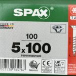 Spax Spaanplaatschroeven 5.0 x 100 mm T20 Deeldraad - 100 stuks