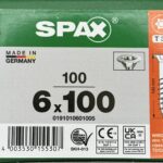 Spax Spaanplaatschroeven 6.0 x 100 mm T30 Deeldraad - 100 stuks