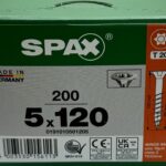 Spax Spaanplaatschroeven 5.0 x 120 mm T20 Deeldraad - 200 stuks