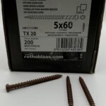 KKT Terrasschroeven 5x60 mm - Bruin T20 voldraad – 200 stuks