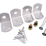 Uni beslag + patentbouten en schroeven 100 mm RVS t.b.v. betonpalen - per set