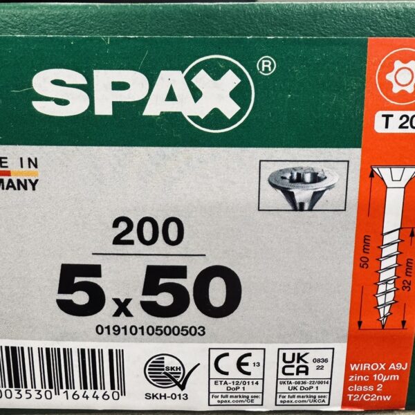 Spax Spaanplaatschroeven 5.0 x 50 mm T20 Deeldraad - 200 stuks