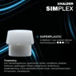 Halder Simplex Plus Box StandUp Kit Stratenmakershamer SIMPLEX Ø 60 mm Rubber met voet met gratis Breekmes - Afbeelding 3