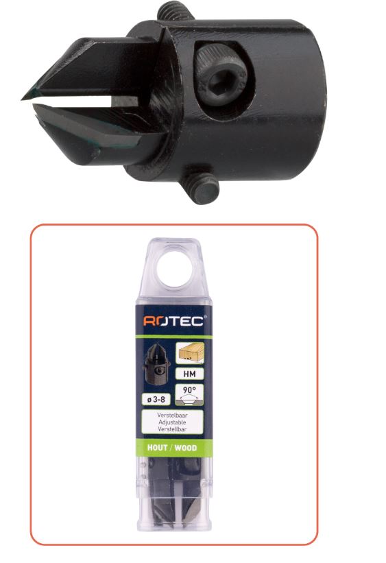 Rotec opsteekverzinker verstelbaar Rotec HM Opsteekverzinkboor 90 Verstelbaar Ø3-8 - Afbeelding 1