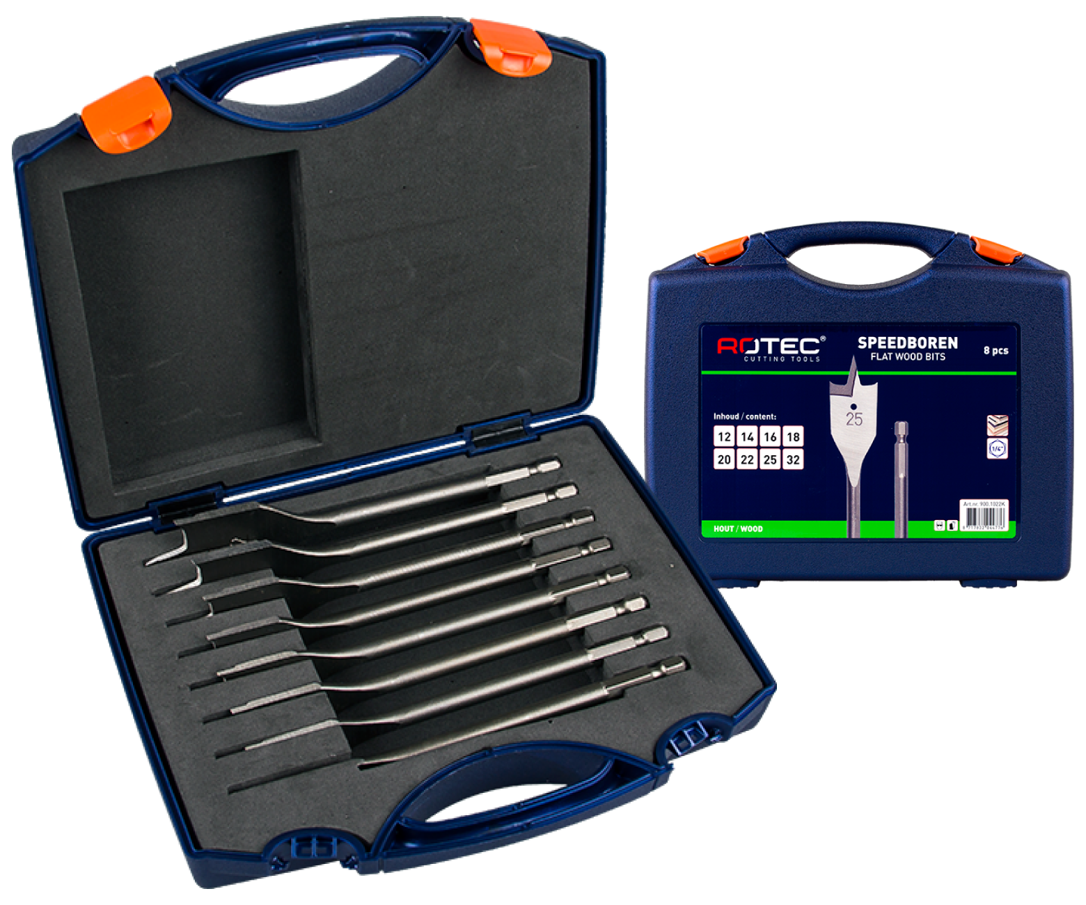 Rotec Speedboren koffer Speedborenset 8-dlg, ø12-32 in kunststof koffer - Afbeelding 1