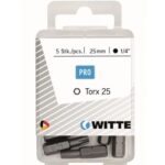 Witte bit torx 25 lengte 25 mm – 5 stuks