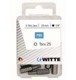 Witte bit torx 20 lengte 25 mm – 5 stuks